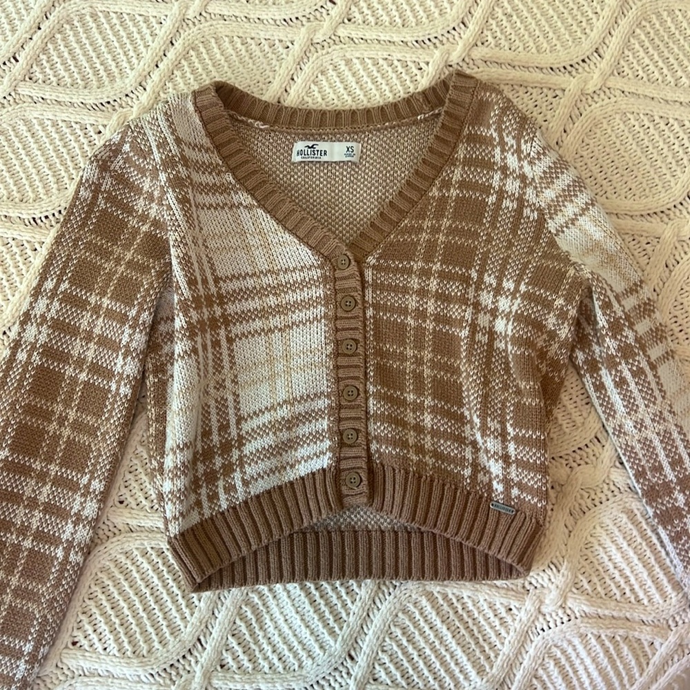 Hollister Brown Crop Cardigan